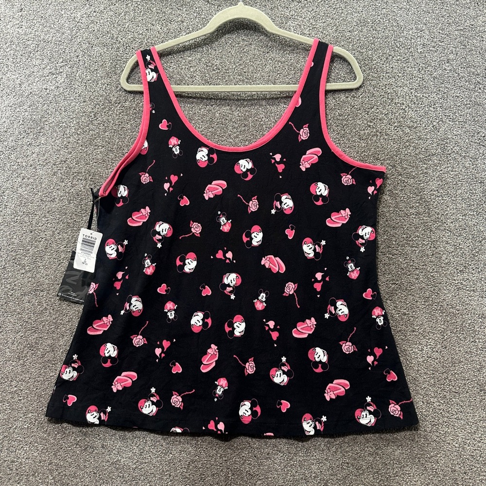 Torrid Disney Mickey Minnie Mouse Sleep Tank Top Black Pink Women 2X 18-20